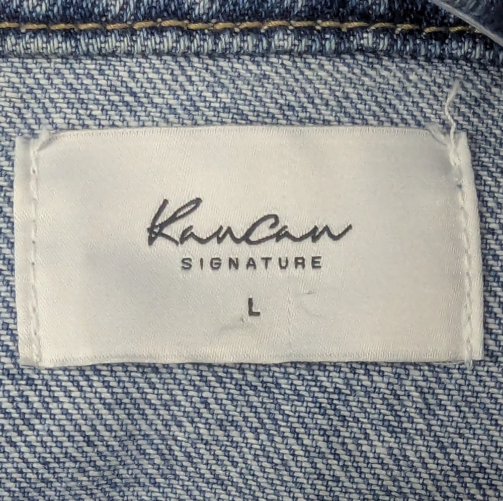 KanCan Size Large Denim Vest Distressed - Picture 8 of 12